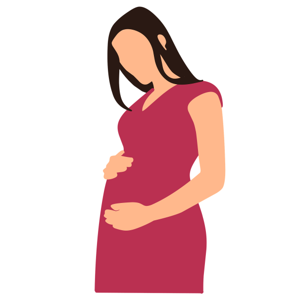 A drawing of a pregnant person.