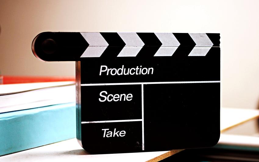A photograph of a clapperboard.